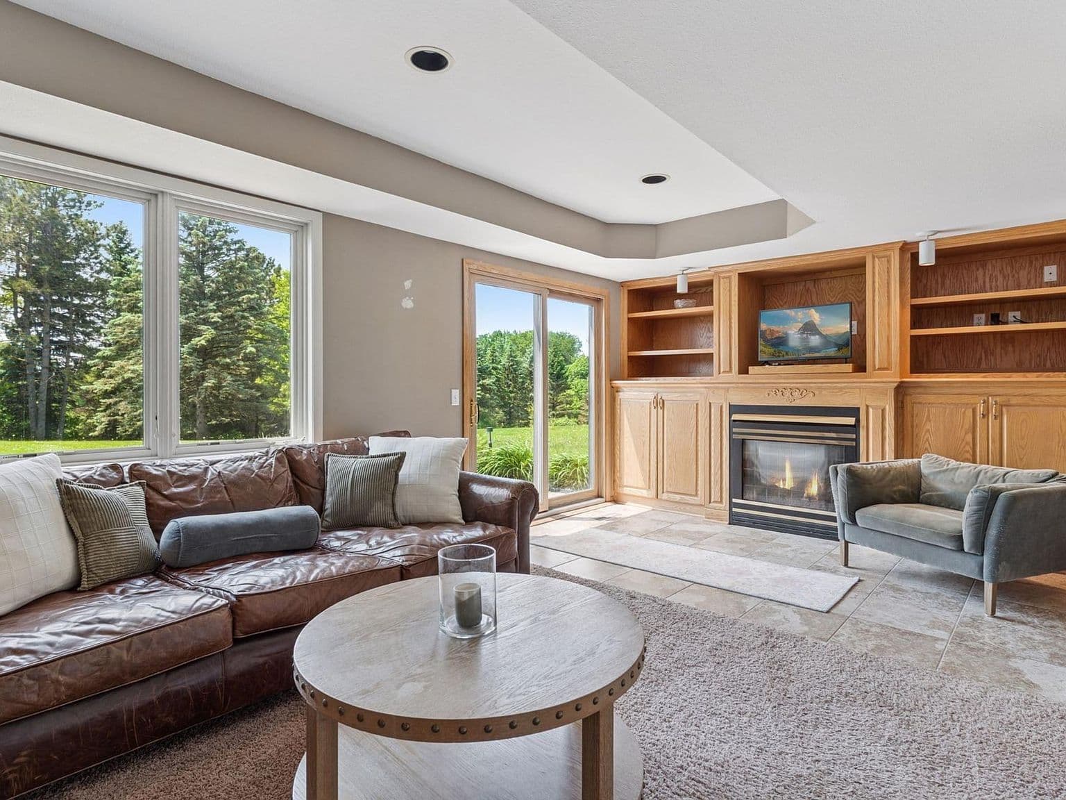 Dated Basement Built-ins and Carpet