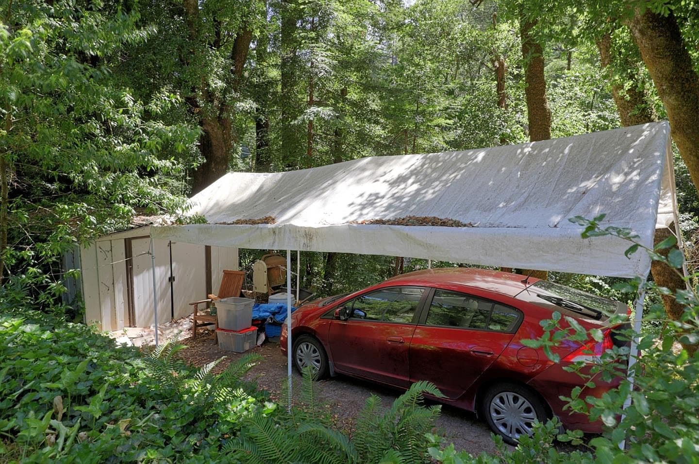 Disorganized and Weathered Garage