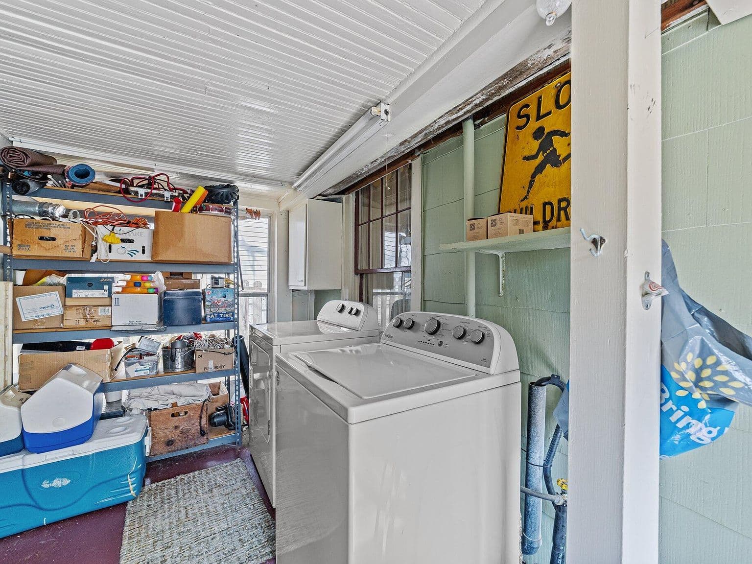 Unfinished laundry area